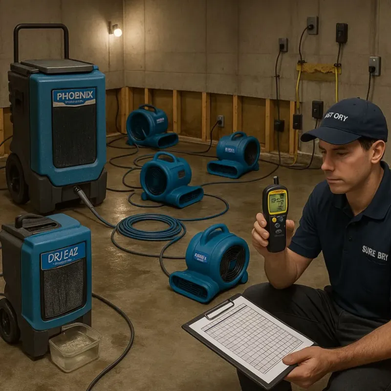 Structural Drying and Dehumidification process in Silver Lakes, CA